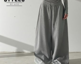 Women's Baggy Sweatpants | Wide Leg Drawstring Joggers | Y2K