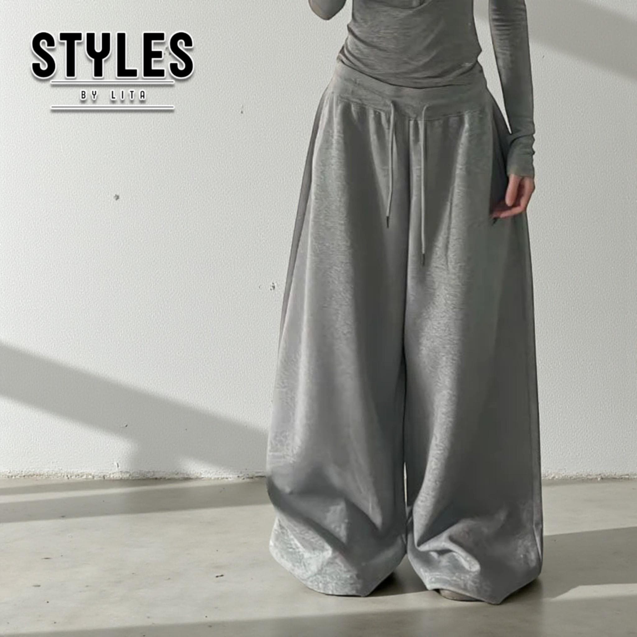 Women Wide Leg Knit Ribbed Lounge Pants Elastic Waist Straight Leg Sweatpants