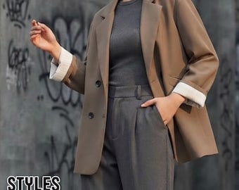 Oversized Tailored Blazer | Loose Fit Casual Jacket | Office Wear | Minimalist Chic Style