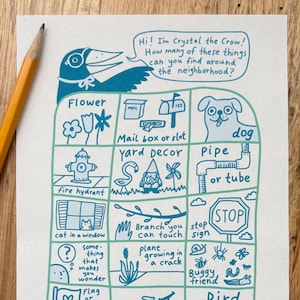 Chasse au trésor - activité pour enfants à imprimer dans le quartier, école à la maison, fête d'anniversaire, vacances, extérieur, j'espionne, ville, campagne, ville, nature