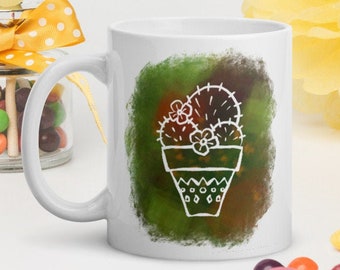 Flowering Cactus | Ceramic Mug | It's one plant that'll be easy to keep going!