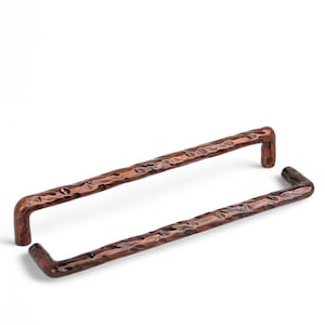 Hand Hammered Iron Handle: Rustic Cabinet & Drawer Pull