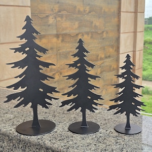 Iron Christmas Tree Decor set of 3, Raw Iron Metal Tree, Modern Holiday Table Decor, Christmas Home Accents, Metal Table Decor,