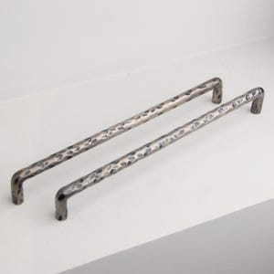 Hammered Iron Cabinet Pull: Rustic Kitchen Handle, Antique Silver Finish