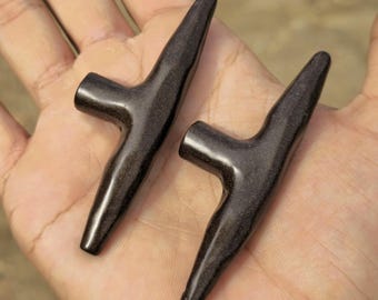 Handmade Iron Hammered T-Bar Knob: Golden Brown Rustic Cabinet Pull