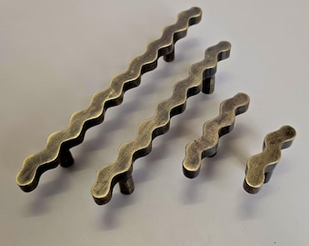 Antique Brass Iron Handle, Iron Kitchen Handle,  Wavy Cabinet Pull, Wardrobe Handles, Rustic Iron Drawer Handle, Kitchen Cabinet Handles,