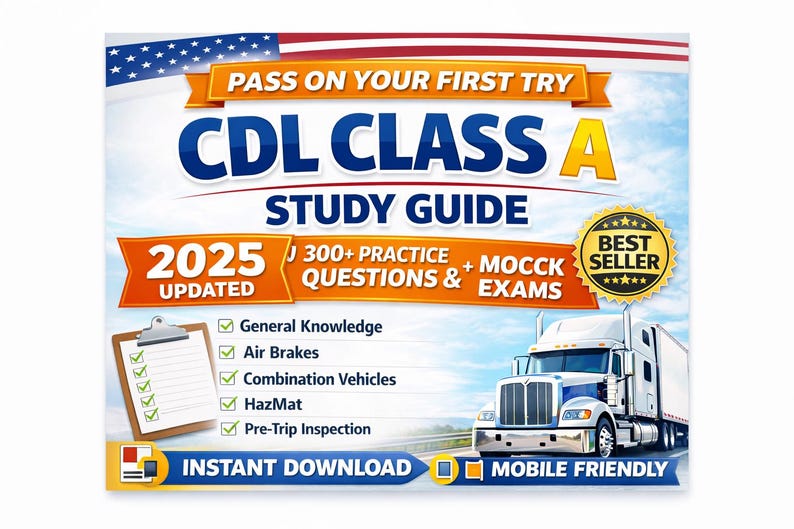 CDL Class A Practice Test 2025 | Study Guide With 300+questions