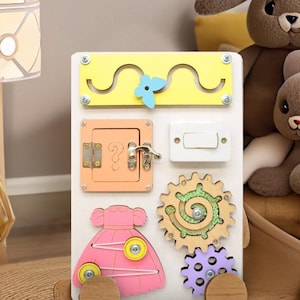 Planche animée Montessori pour tout-petits - Jouet sensoriel en bois pour enfants, développement de la motricité, activité d'apprentissage précoce, jouet éducatif.