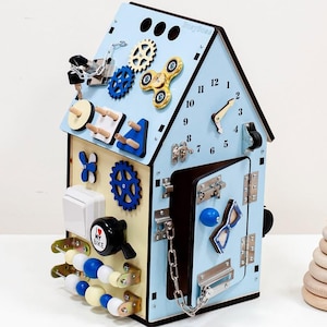 Busy House for Toddlers – Montessori Wooden Activity Center, Educational Toy, Sensory Learning House, Fine Motor Skills Development.