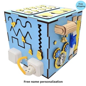 Busy Cube for Kids – Educational Toy with Buttons, Locks, Gears, and Puzzles for Motor Skill Development, Fine Motor Coordination.