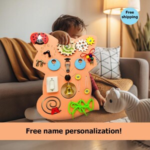 Tableau animé personnalisé pour tout-petits - Jouet sensoriel interactif pour le développement de la motricité fine, apprentissage inspiré de Montessori.