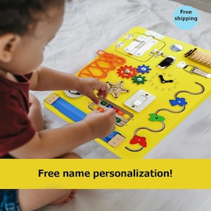 Tableau occupé pour bébés - Jouet d'apprentissage sensoriel, tableau d'activités interactif en bois pour améliorer la motricité fine, coordination œil-main.