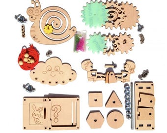 Montessori Busy Board Parts – Wooden Beads, Rotating Swirls & Sensory Accessories for Toddlers | DIY Activity Board Supplies.