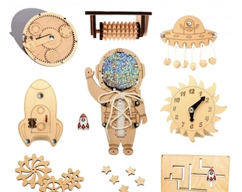 Montessori Busy Board Parts – Wooden Beads, Rotating Swirls, Toddler Sensory Accessories | DIY Activity Board Supplies.