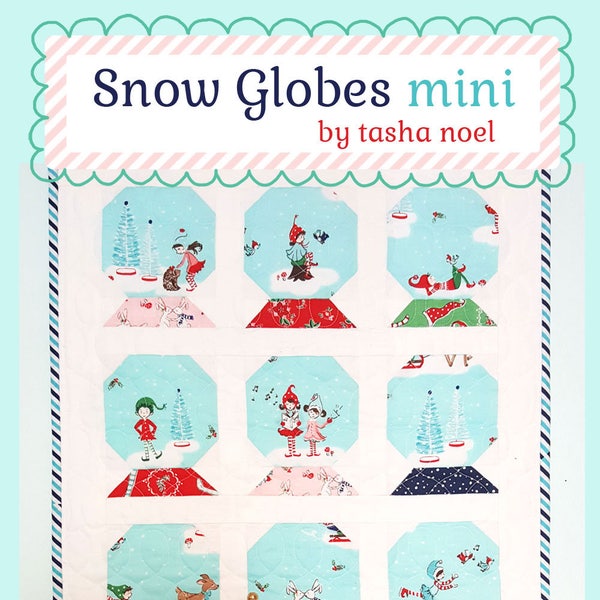 Snowglobe Mini Quilt Pattern PDF Instant Download, Snow Globes Mini Quilt, Pixie Noel Winter, Christmas quilt pattern, wall quilt