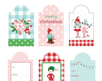 Pixie Noel Christmas Winter Gift Tags - Printable Instant Download, SVG, Tasha Noel Christmas Gift Tags