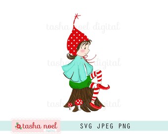 Girl gnome svg or woodland fairy pixie gnome girl svg with printable gnome girl