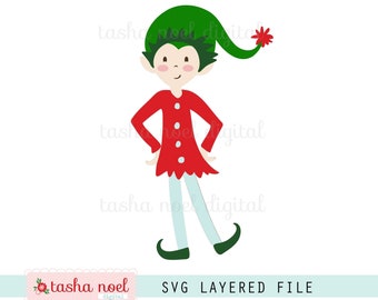 Christmas elf svg or pixie gnome boy svg with elf layered file