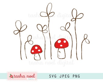 Mushroom printable svg, fall mushroom svg, woodland forest autumn printable stickers, tasha noel