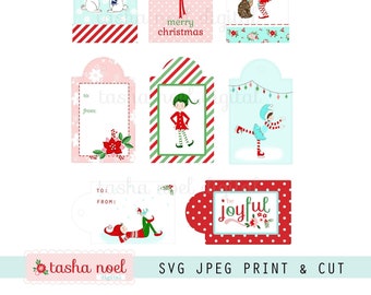 Christmas printable and cut tags svg and pixie noel elf christmas winter svg gift tags, christmas svg tag