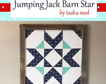 Jumping Jack Barn Star Quilt Pattern - PDF - instant download, Christmas Quilt Pattern, Mini Quilt Star Lap Throw Pattern