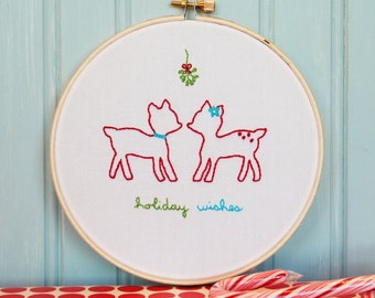 Christmas Deer Embroidery Pattern PDF Instant Digital Download, Reindeer Embroidery PDF Pattern, Holiday Embroidery Pattern