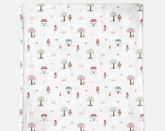 Little Red Riding Hood White Minky Blanket - 60" x 80", Soft Minky Woodland Forest Fairy Tale Blanket, Tasha Noel