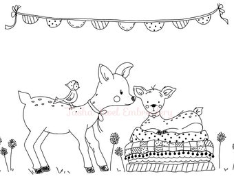 Dear To Me Embroidery Pattern - PDF - Instant Download - Woodland Deer Forest Animal by Tasha Noel