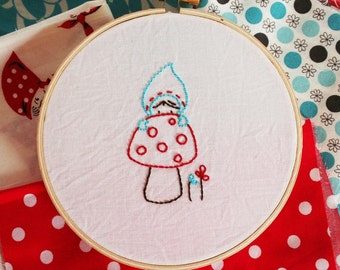 Mushroom Embroidery Pattern, Beginner Embroidery Pattern, Gnome Embroidery Pattern, Woodland Forest, Simple Embroidery Pattern.