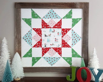 Padrão de colcha Joyful Barn Star - PDF - download instantâneo, Padrão de colcha de Natal, Padrão de mini colcha em formato de estrela para colo