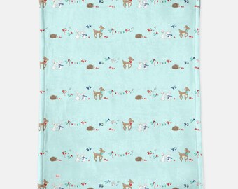 Winter Woodland Animal Parade Soft Minky Blanket - 60" x 80"