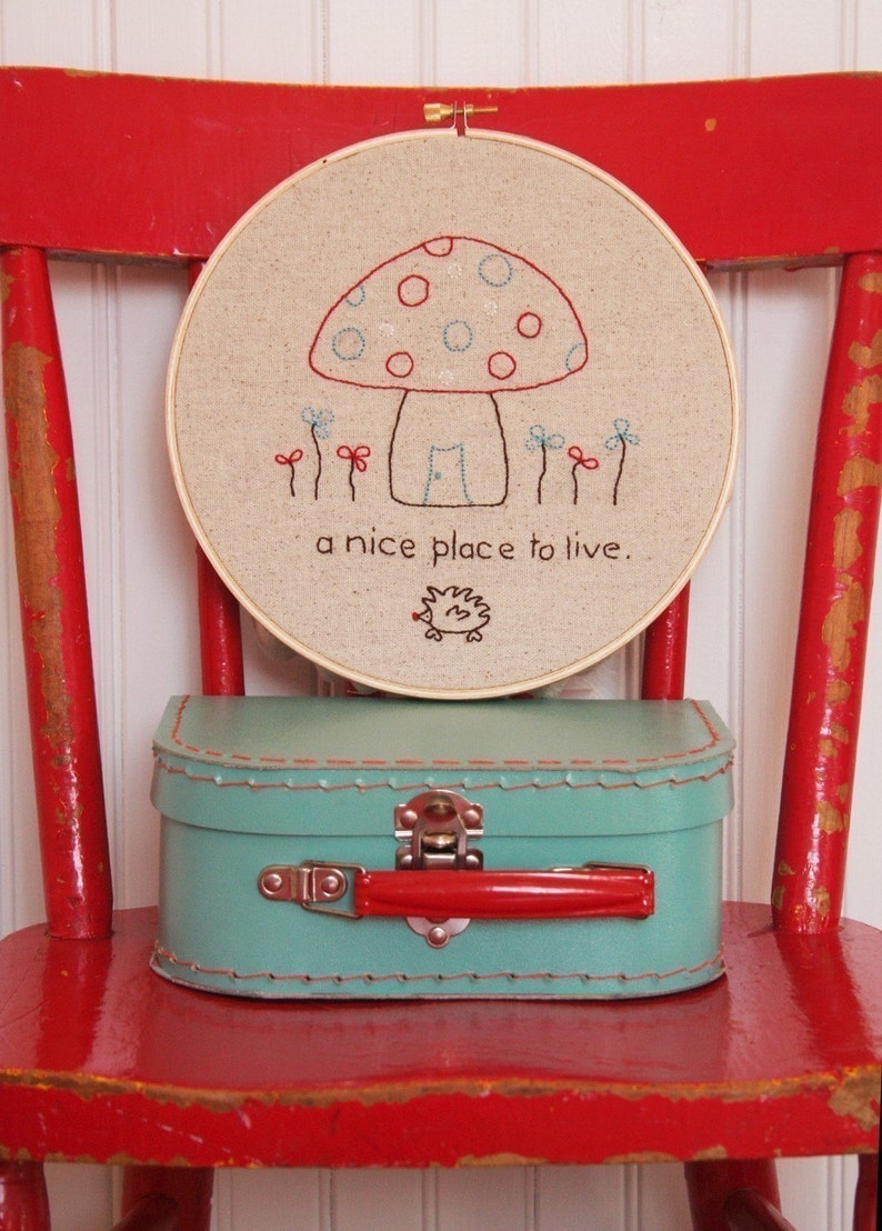 Mushroom house embroidery pattern  etsy
