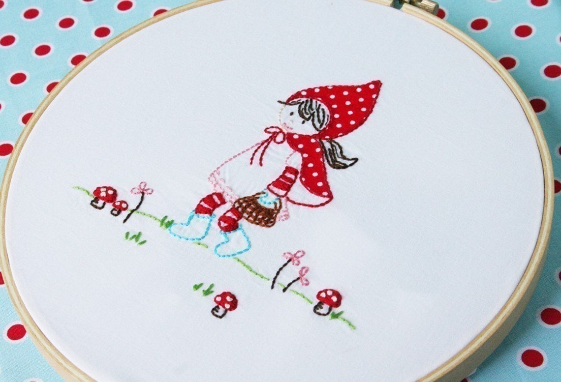 Red Riding Hood Pattern Litte Red Riding Hood Embroidery PATTERNS - Set of 2 - PDF Instant ...