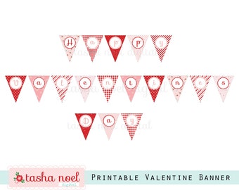 Printable valentine banner, printable valentine party decor, pdf printable,  valentine party bunting, printable valentine, tasha noel