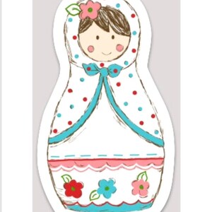 Pegatina de vinilo de la muñeca rusa Matryoshka, Pegatina del planificador Matryoshka, Pegatina troquelada, Pegatina de muñeca anidadora, Pegatina de vinilo Tasha Noel