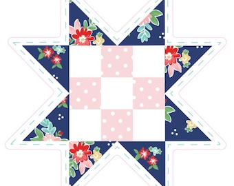 Quilt Star Planner Vinyl Sticker, Patchwork Star Sticker, Quilt Fair, Star Sticker, Tasha Noel Sticker