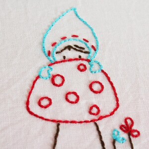 Mushroom Embroidery Pattern, Beginner Embroidery Pattern, Gnome Embroidery Pattern, Woodland Forest, Simple Embroidery Pattern. image 3