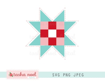 Quilt block star svg, barn star, patchwork quilt star for journal, deer card clip art