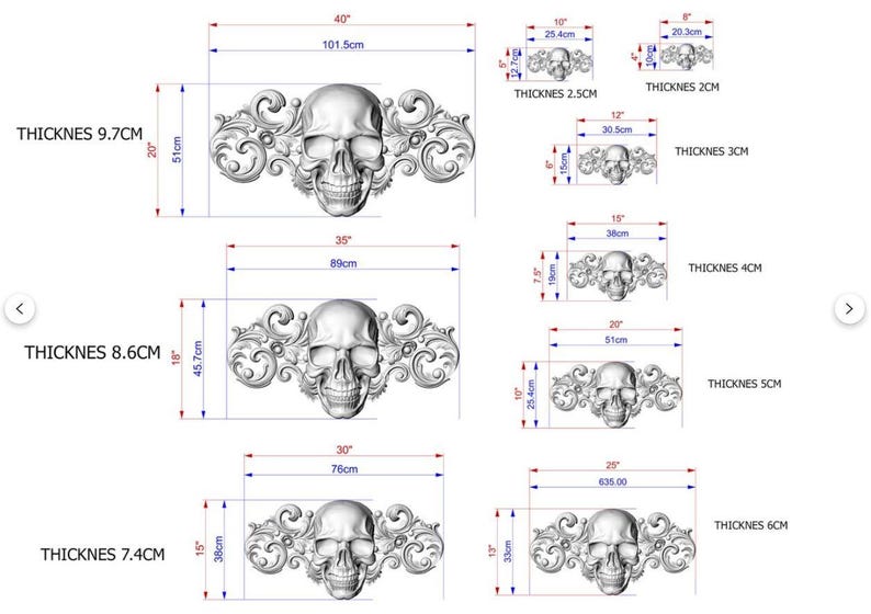 Skull & Scroll Wood Applique – 1pc Unpainted Gothic Horizontal Onlay ...