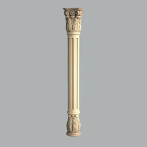 Corinthian Wood Column – 1pc Unpainted Decorative Pillar with Acanthus Base for Classic Furniture, Fireplace, or Architectural Trim