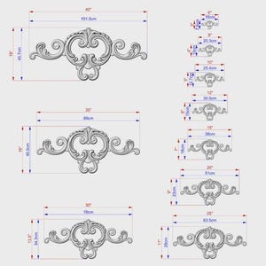 Acanthus Leaf Wood Onlay – Unpainted Baroque Style Carved Trim for Cabinets, Furniture Panels, or Elegant Wall Decor