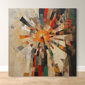 Radiant Fusion - Abstract Sunburst Canvas Print - Bold Textured Wall Art for Modern Decor - Sun art print - sun rays art