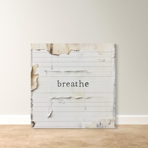 Breathe - Minimalistischer motivierender Leinwand & Papier Druck - Moderne Typografie Wandkunst