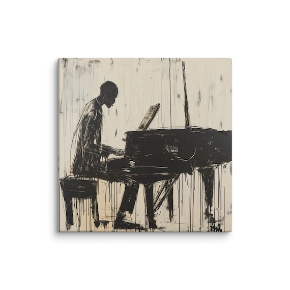 Piano Wall Art - Abstract Black Pianist Canvas, Modern Minimalist