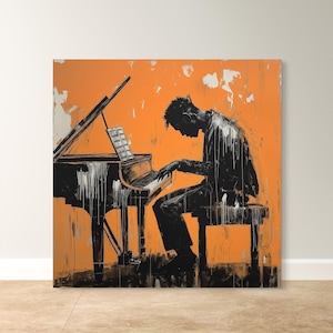 Arte murale Soul in the Keys / Decorazione moderna per pianoforte jazz / Regalo perfetto per gli amanti della musica jazz / Decorazioni per musicisti / Arte jazz / Arte musicale