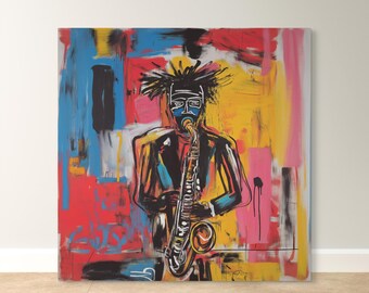 Abstract Saxophone Wall Art - Jazz Riot Canvas & Paper Print for Music Lovers, Modern Home Decor, Jazz Music Gift, Contemporary Artwork