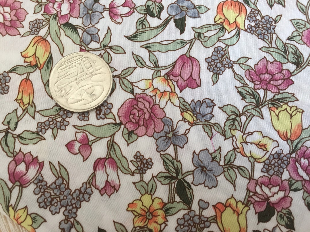 Pretty Cotton Fabric Remnant Strip Floral Design 20cm X Etsy Australia