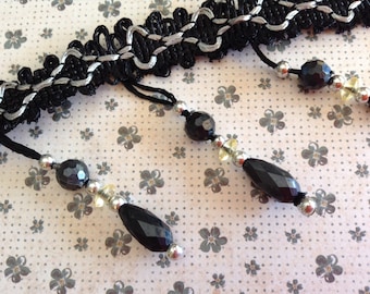 20cm Length Black Beaded Trim