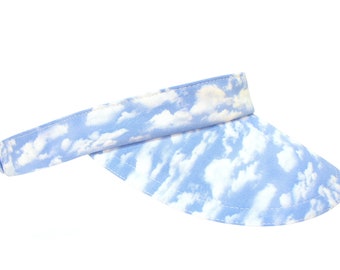 Daydreams - White Clouds on Sky Blue Ladies Women Men SUN Visor by Calico Caps® Cool Summer Sports Beach Beachy Golf Tennis Fashion Hat