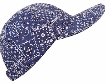 Bandandigo - Indigo Navy Blue Bandana Paisley Print Baseball Ball Cap Western Southwestern Country Style Sports Fashion Hat by Calico Caps®